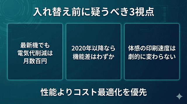 2026年における最新機入れ替えの必要性を疑う3つの根拠。